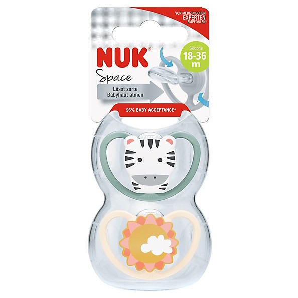 Nuk chupete Space cebra silicona 18-36 meses 2u