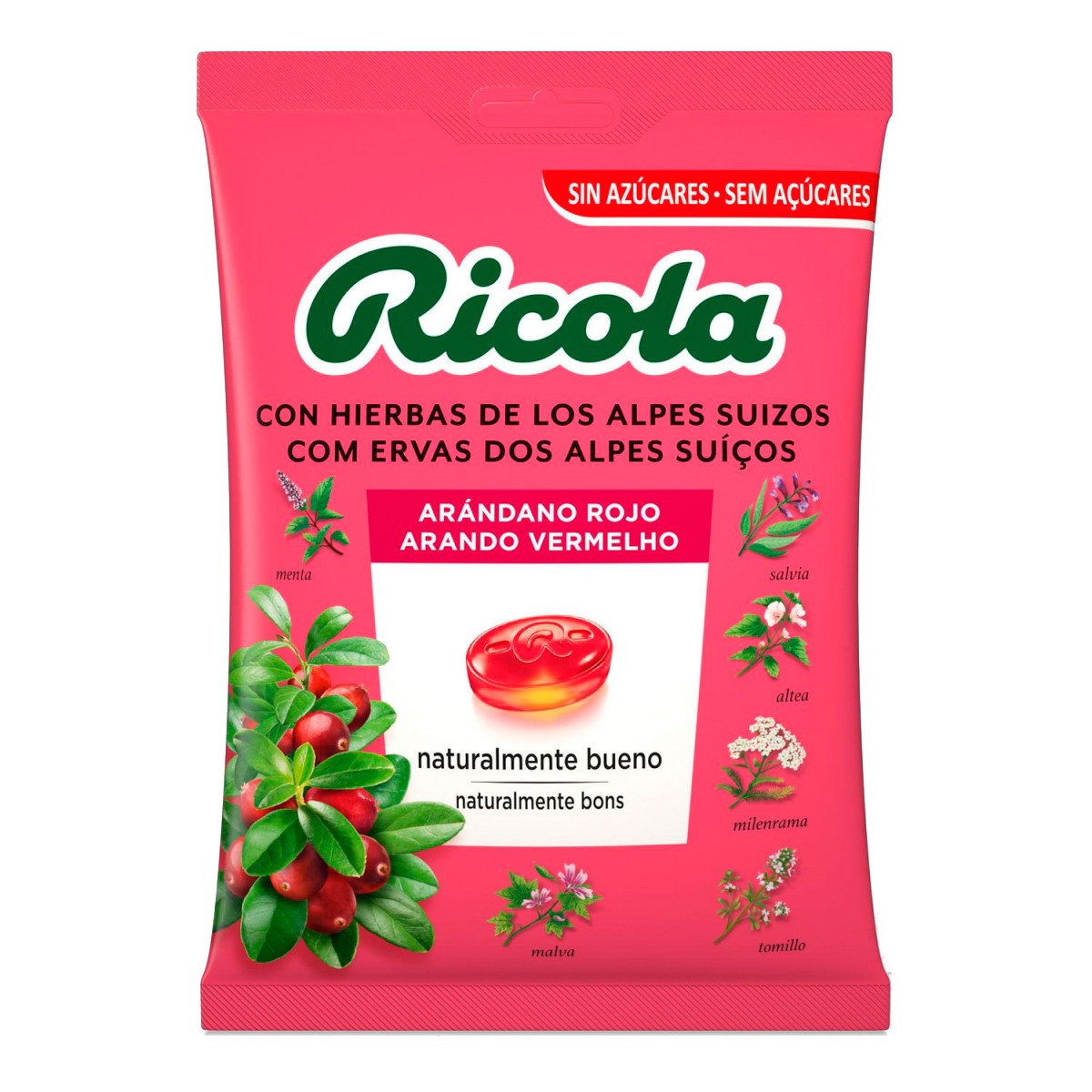 Ricola caramelos herbales con sabor a arándano rojo 70g